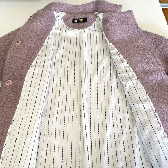 Anthropologie Greyson Windermere Boucle Buckled Tweed Teddy Coat Lilac XS - Picture 15 of 16